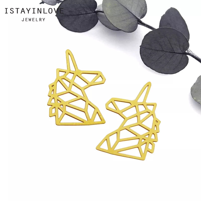 Unicorn Pendant – Brass or Steel Charm for Necklaces & Earrings