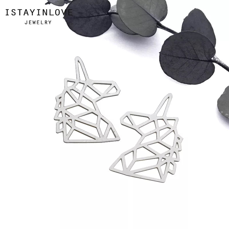 Unicorn Pendant – Brass or Steel Charm for Necklaces & Earrings