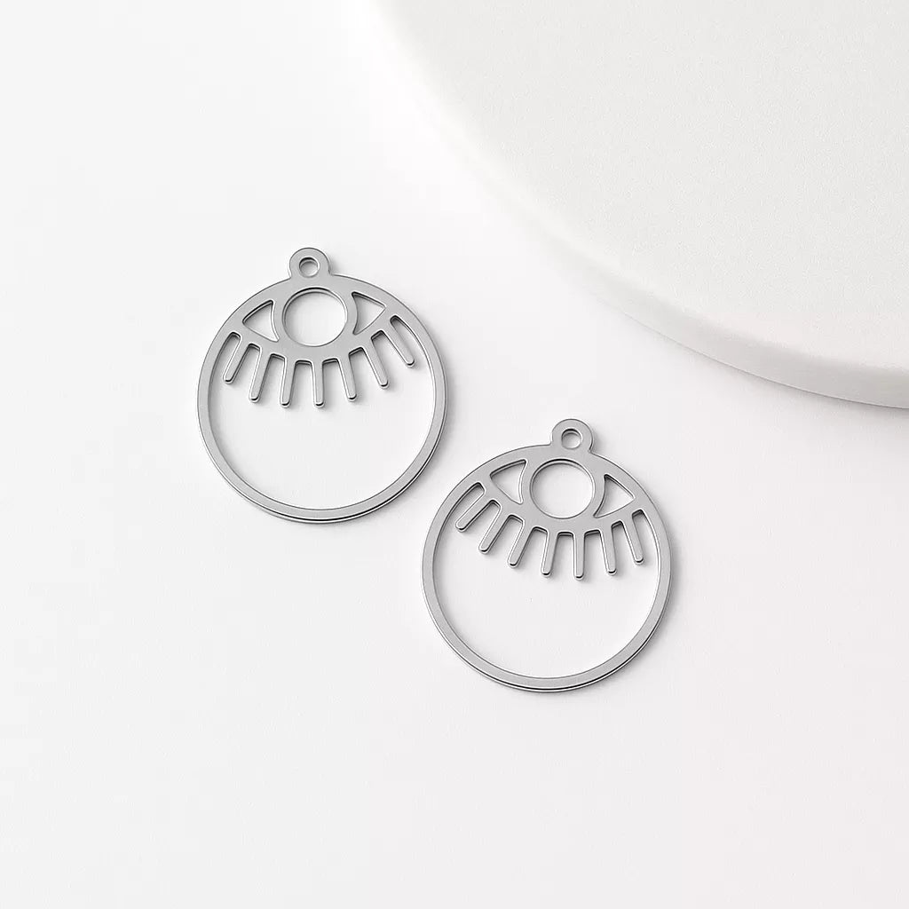 Circle Eye Silver Charms for Earrings & Necklaces – Raw Brass Jewelry Supplies