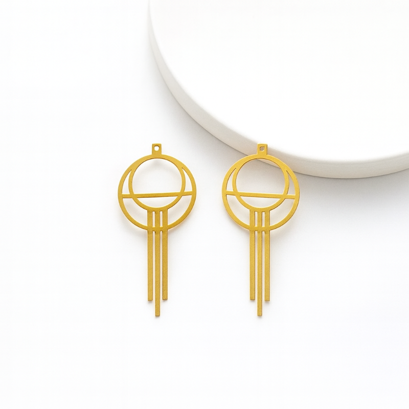 Circle Key Brass Jewelry Charms – Geometric Pendants & Connectors for DIY