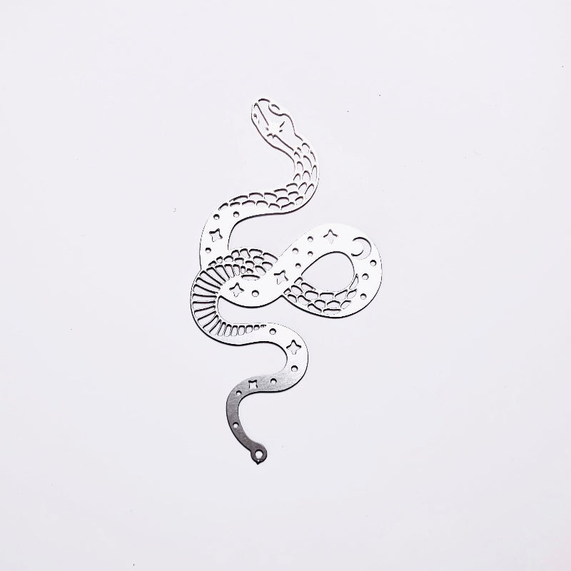 Celestial Snake Charms & Pendants - Silver Stainless Steel