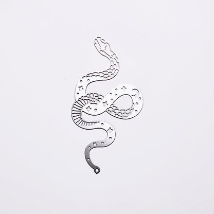 Celestial Snake Charms & Pendants - Silver Stainless Steel