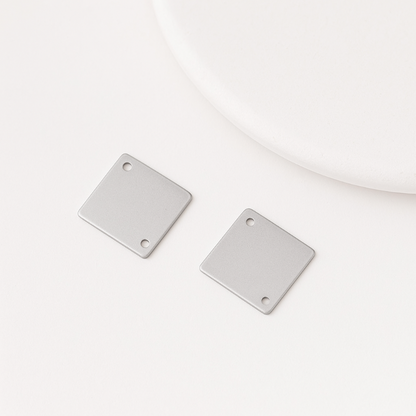 square jewelry charm in stainless steel