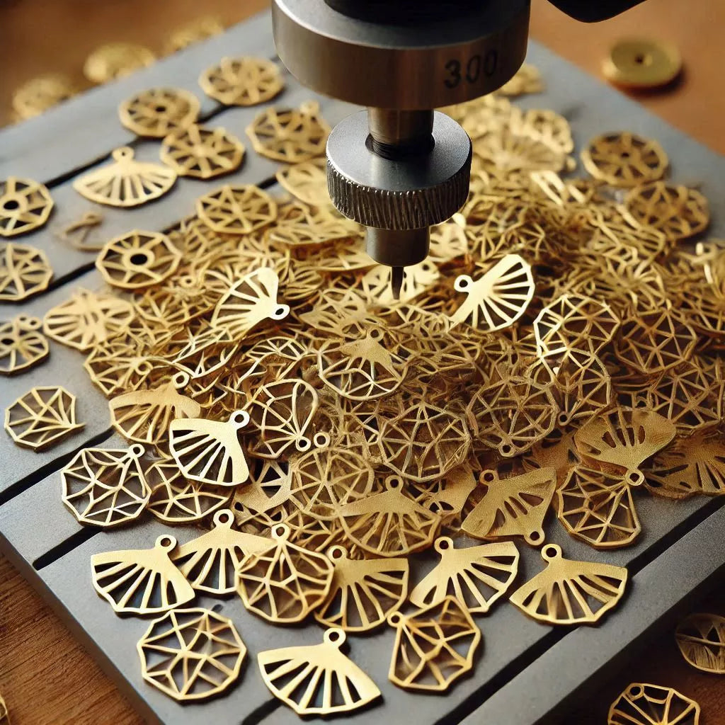 laser cut machine is making brass jewelry charms