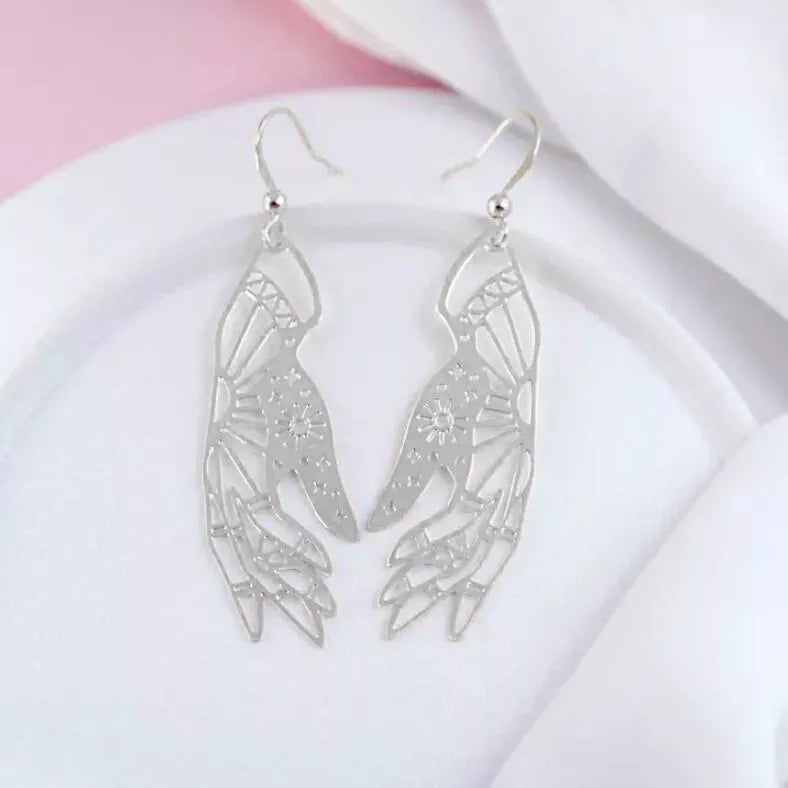 Silver Lucky Hand Dangle Earrings