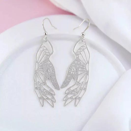 Silver Lucky Hand Dangle Earrings
