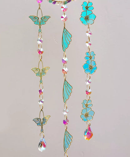 Suncatchers with Sparkling Brass Moth, Wing , Flower Charms
